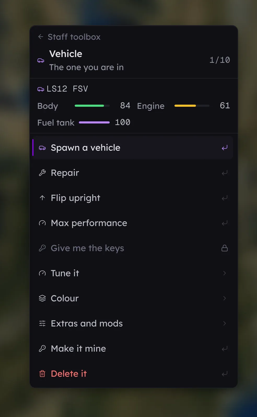 The car they are sitting in, as it is right now, in game